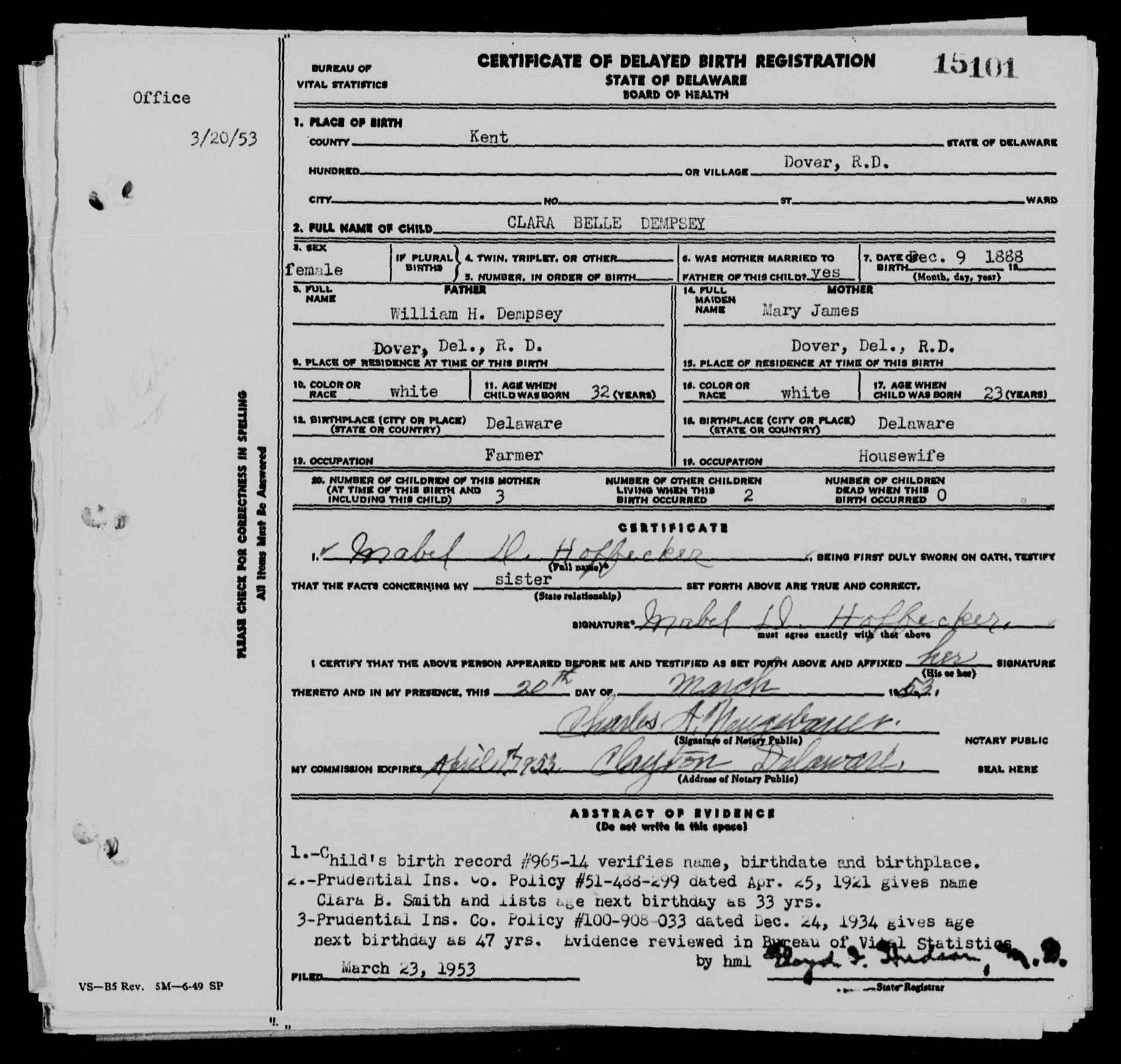 Dempsey_Clara-Belle(1888-xxxx)-birthcertificate