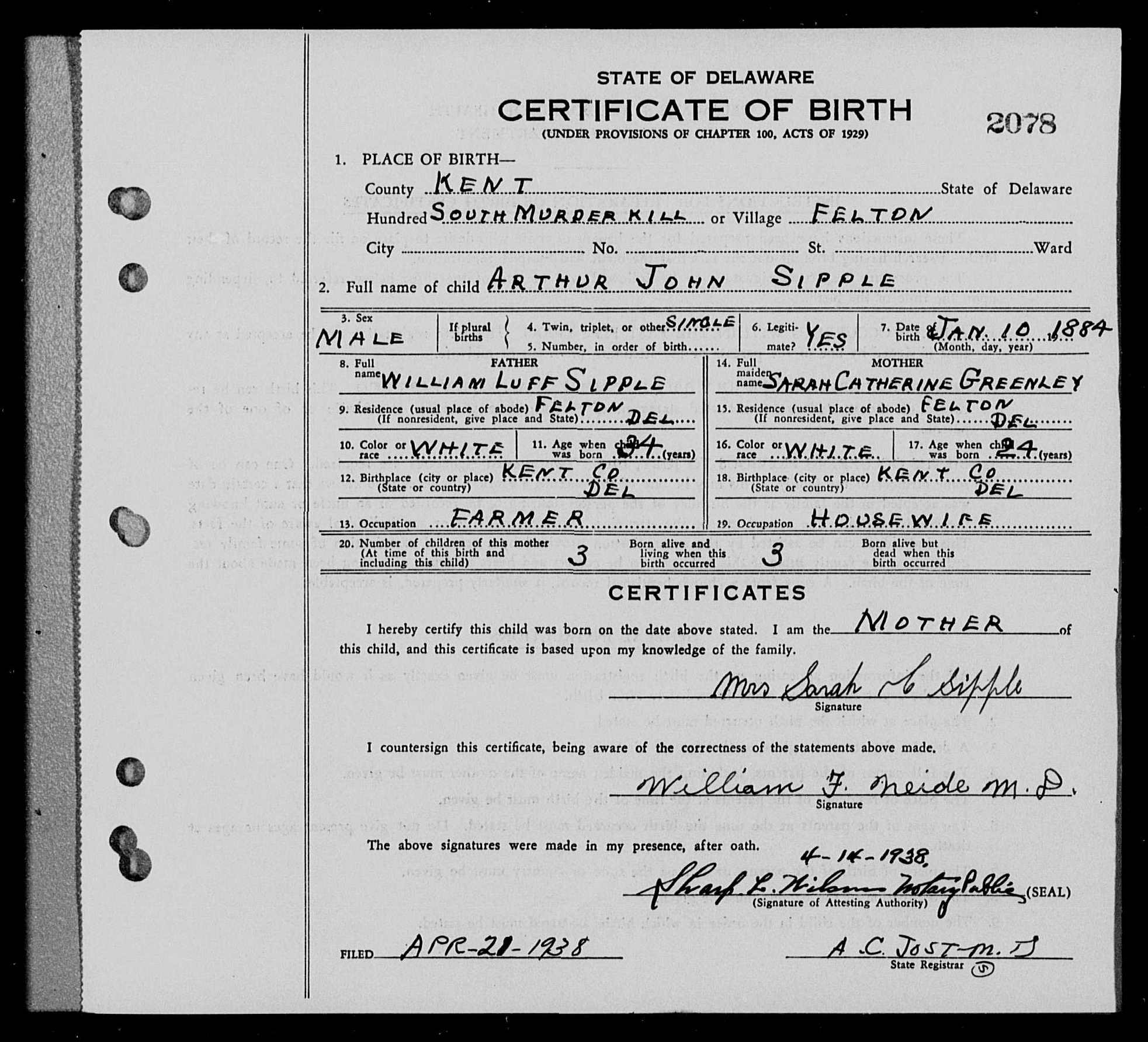 Sipple_Arthur-John(1884-1952)-birthcertificate