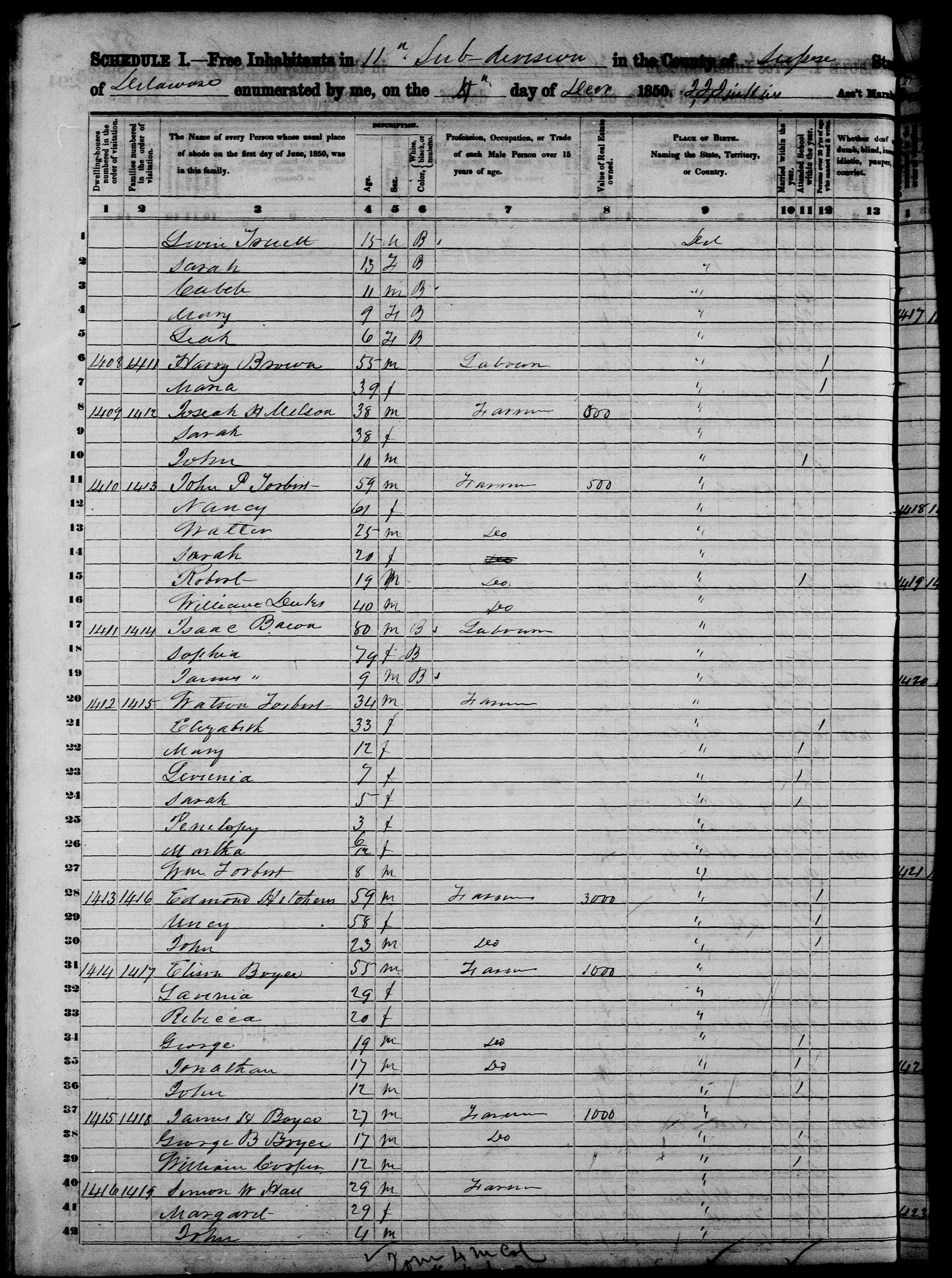1850-CENSUS_USA-Delaware-Sussex_Subdivision11_p199