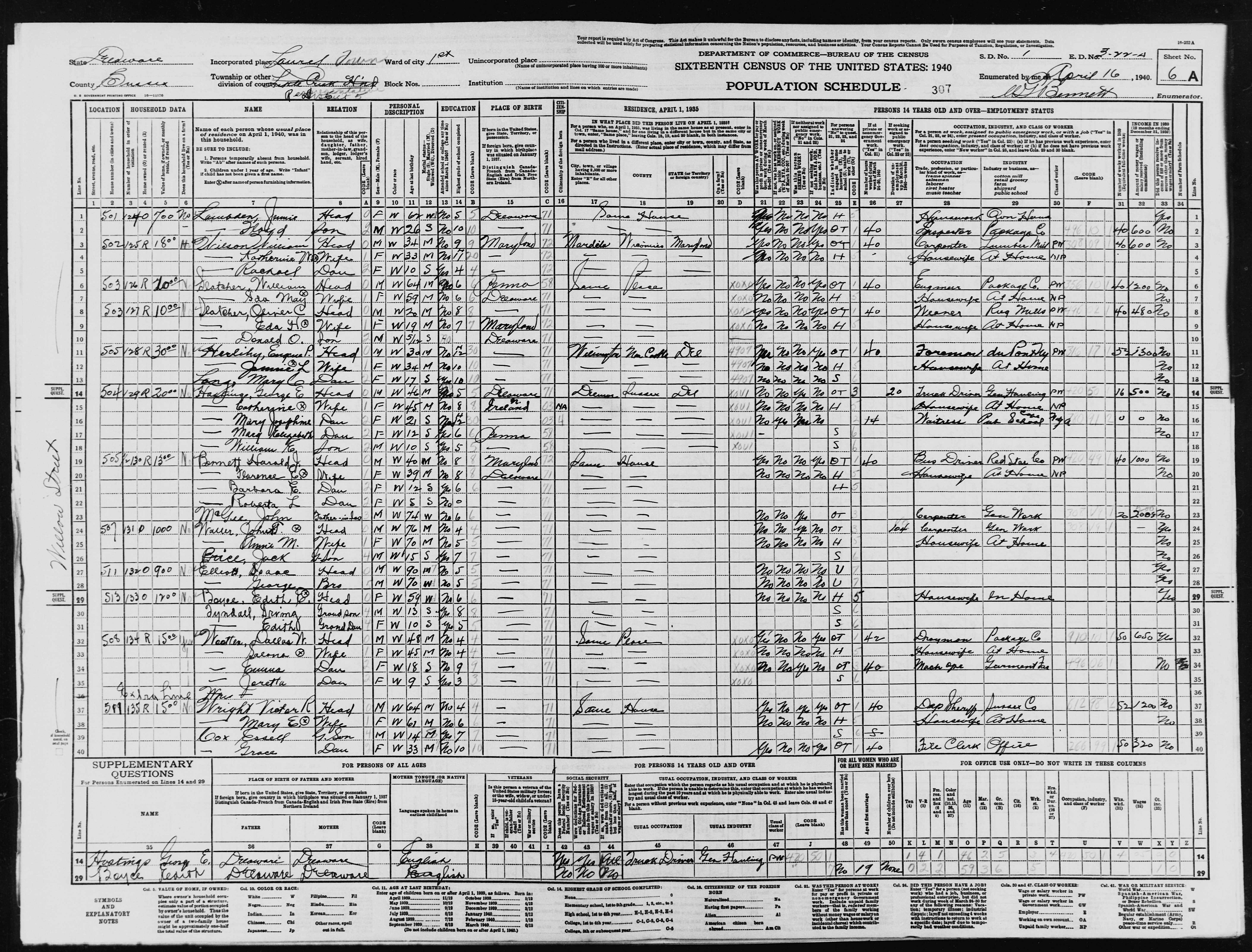 1940-CENSUS_USA-Delaware-Sussex_Laurel_p6a